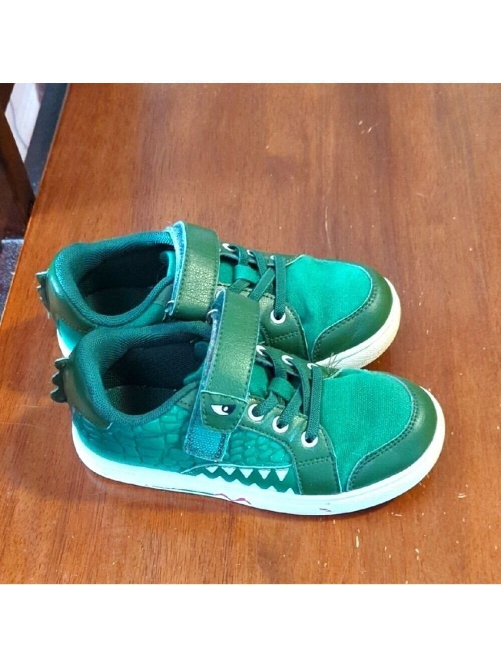 Little Boys Size 13 Green Alligator Sneakers Adjustable Strap